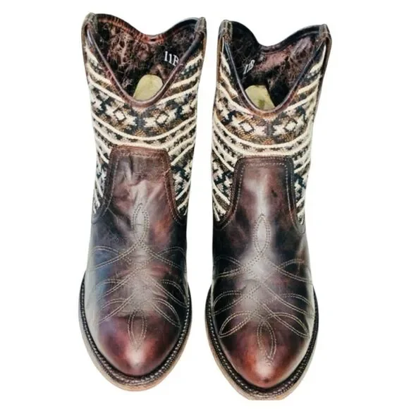 Ariat Meadow Western Ankle Boots Womens 11B Brown Leather Aztec Ankle Boots EUC - Picture 3 of 15